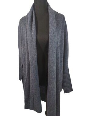 NWT Subtle Luxury 100% Cashmere Long Line Cocoon Shawl Cardigan Blue Size S/M